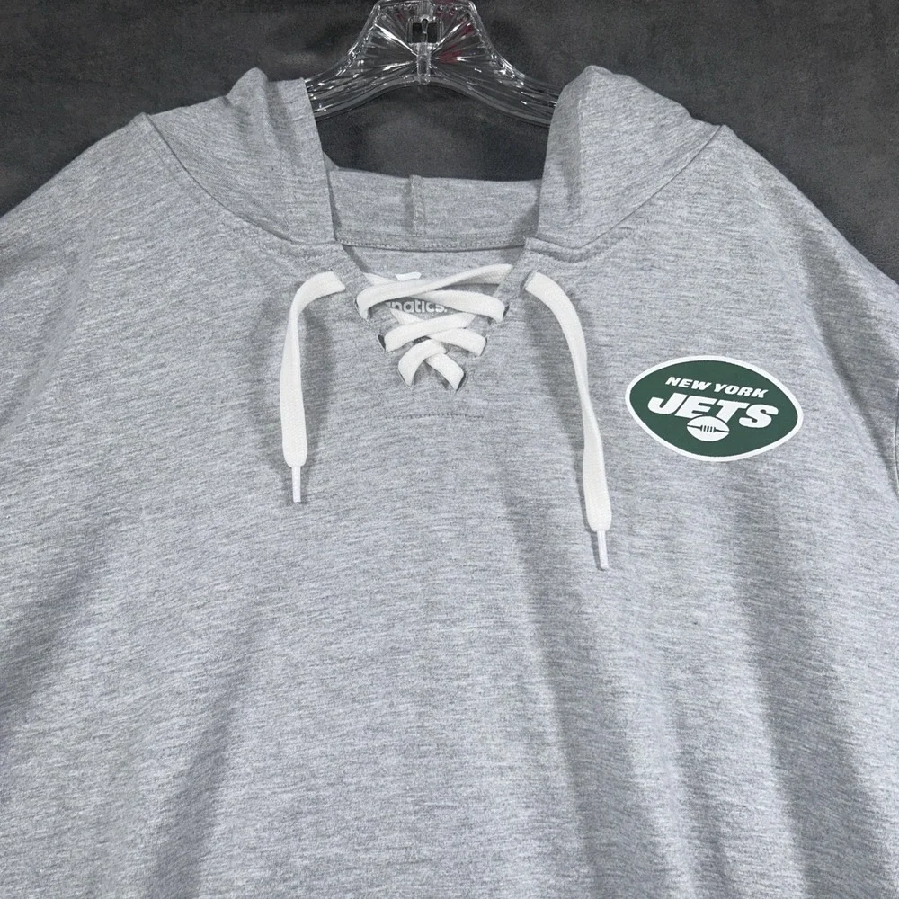 New York Jets Fanatics Hoodie Long Sleeve Mens 3X Gray Pocket NFL Lace